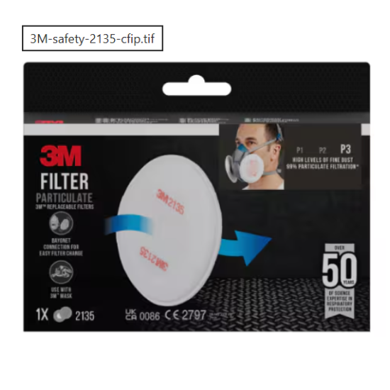 Putekļu filtrs 2135 pāris, apaļš, retail pack P3, 3M