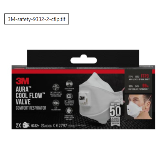 Respirators Aura 9332+, retail pack FFP3, 3M