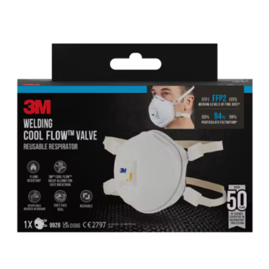 Respirators 9928 ar vārstu, mīkstu blīvi un ozonu, retail pack FFP2, 3M