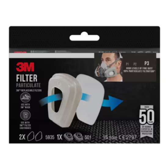 Particulate Filter 5935 (2pcs), P3 + Filter Holder 501 (1 pair), 3M