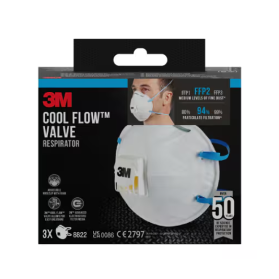 Respirators ar vārstu 8822 FFP2, 3M