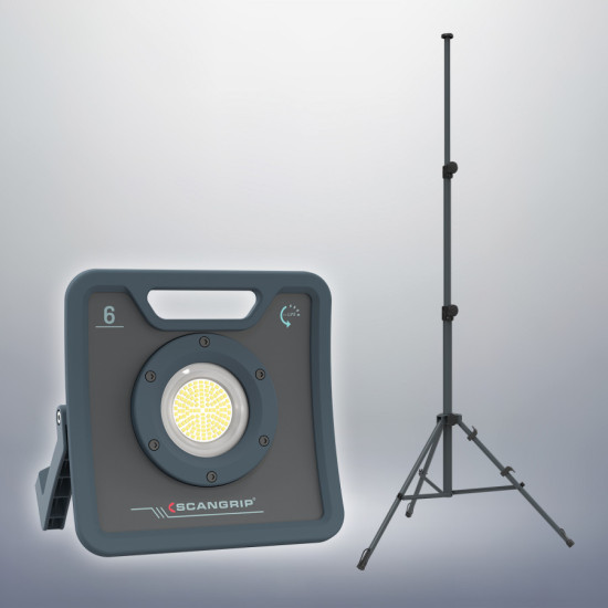 Darba lampa LED NOVA 6, 6000lm, Bluetooth IK07/IP67 + 3m statīvs, Scangrip