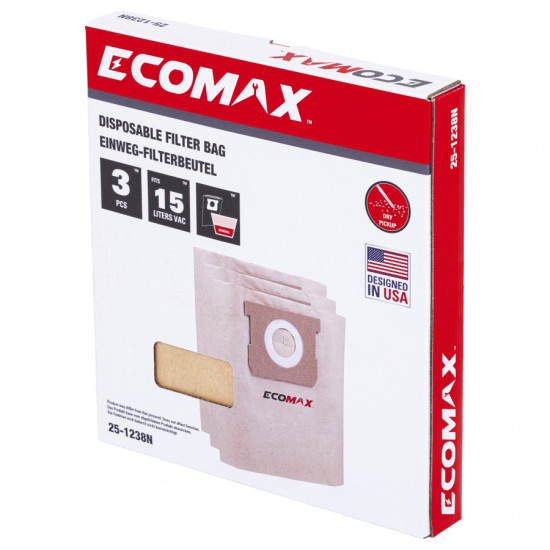 Papīra putekļu maisi, 3 gab., EMX 25L, Ecomax