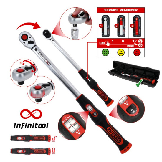 1/2" Momentatslēga INFINITOOL 20-200 Nm, KS Tools