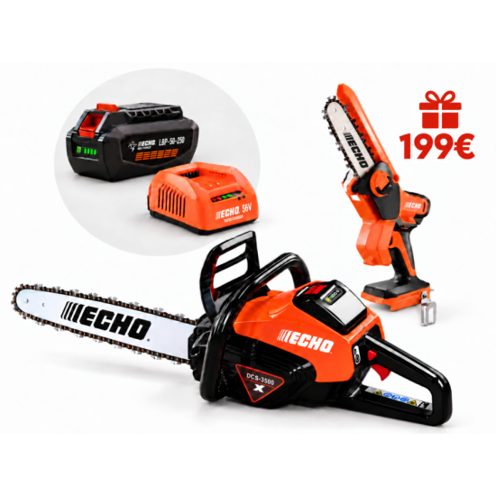 Akumulatora ķēdes zāģis DCS-3500, 56V, X-Series, ar akumulatoru un lādētāju + DHS-3006 bez maksas, Echo